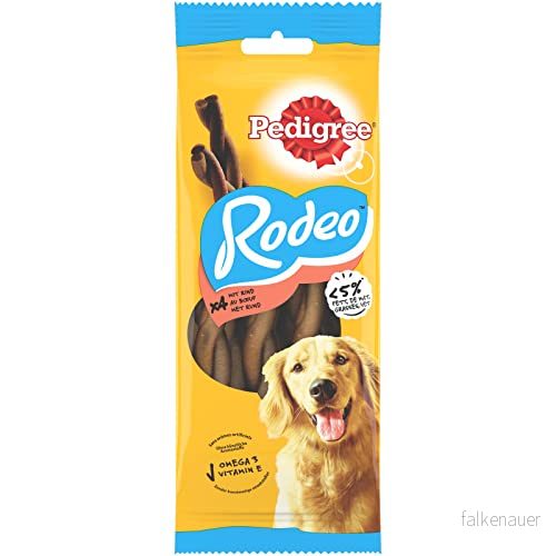 PEDIGREE Rodéo Flätade nötköttstårtor för vuxna hundar, 80 belöningar (20 påsar med 4 pinnar) 5010394009270