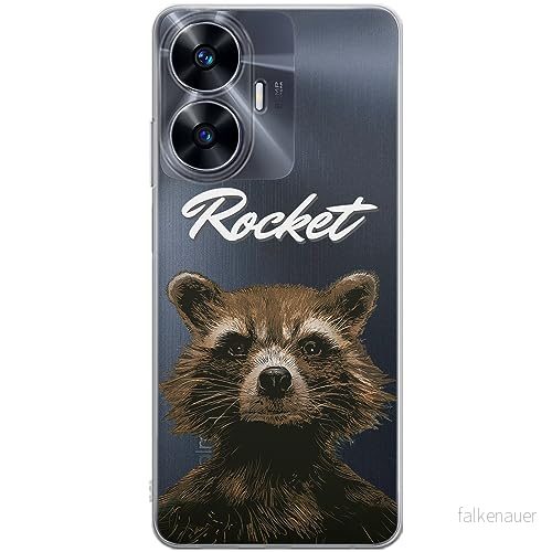 ERT GROUP mobiltelefonfodral för Realme C55 originalt och officiellt licensierat Marvel mönster Rocket 006 optimalt anpassad till formen på mobiltelefonen, gedeeltelijk transparant 5905511861117