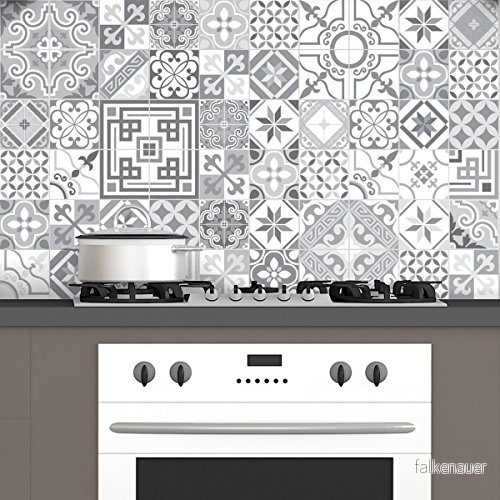 Ambiance Sticker Klistermärken kakeldekaler vintage design grå nyans cementplattor väggdekal badrum och kök 60 stycken 15 x cm 5415231255382 Ambiance Sticker Klistermärken kakeldekaler vintage design grå nyans cementplattor väggdekal badrum och kök 60 stycken 15 x cm 5415231255382
