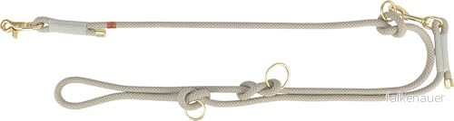 Trixie V-koppel mjukt rep, M-L, 2 m/10 mm, ljusgrå justerbart hundkoppel för medelstora och stora hundar av vävt 3-vägs justerbar i längd 1984119 4053032663695