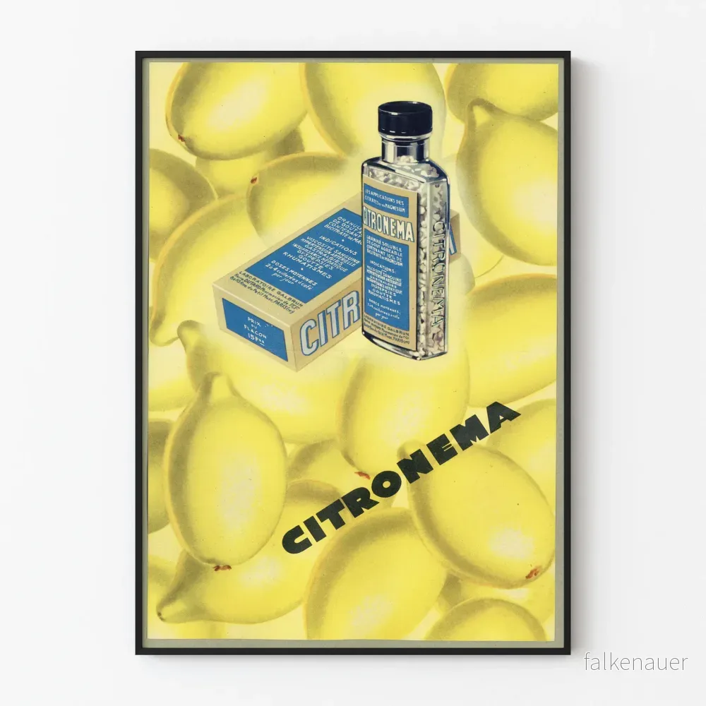 Vintageaffisch Citronema dekoration gul citron