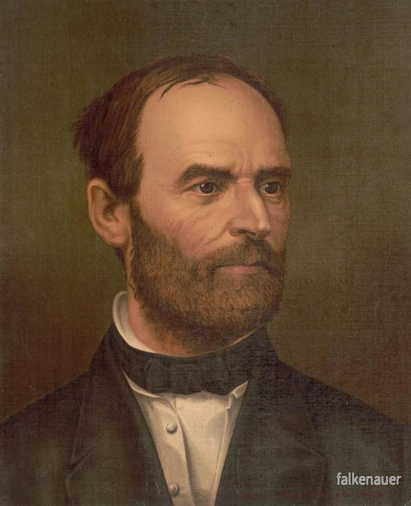 Porträtt i profil av William T. Sherman i målning - Strobridge Co Lith | Konsttryck - Bild 2