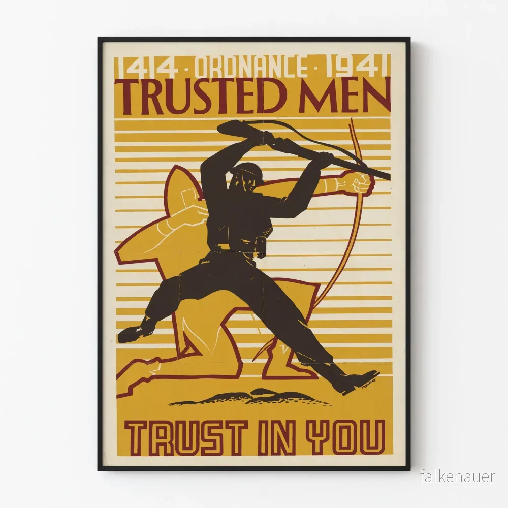Vintageaffisch Krig 1941 Förtroende män Tro på dig