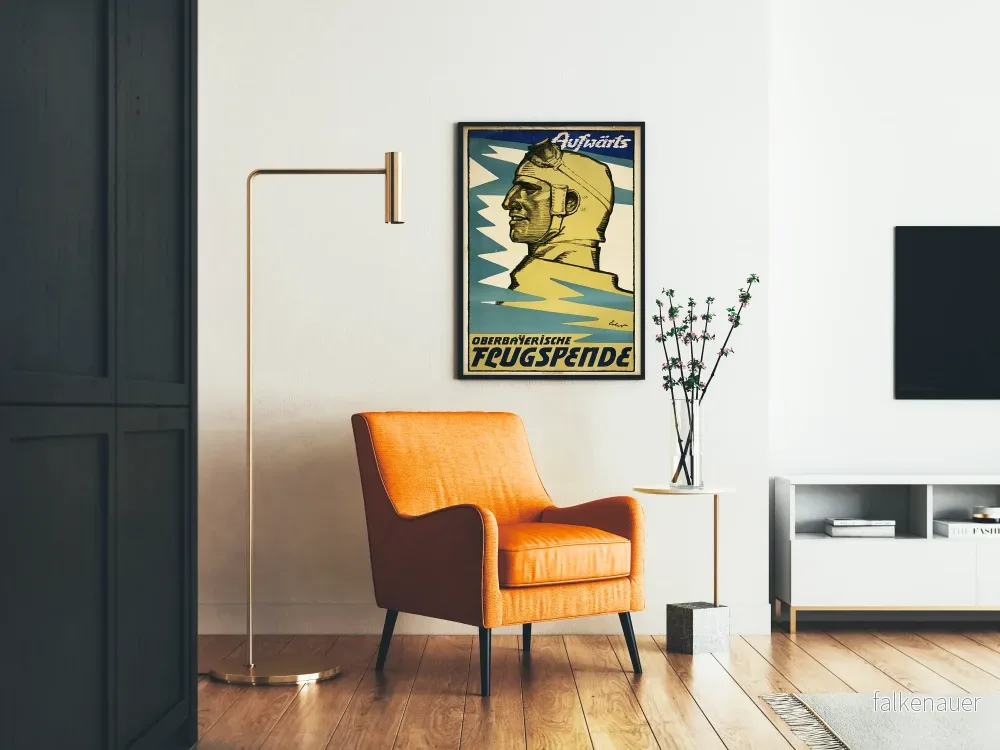 Vintageflygplansposter från Bayerska Oberbayern Aufwärts Oberbayerische Flugspende - Bild 2