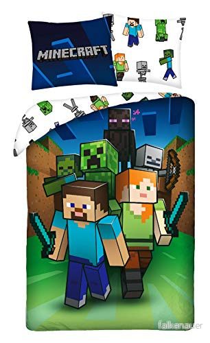 Minecraft sängkläder 100% bomull påslakan 140 x 200 cm + örngott 70 90 5902729049924
