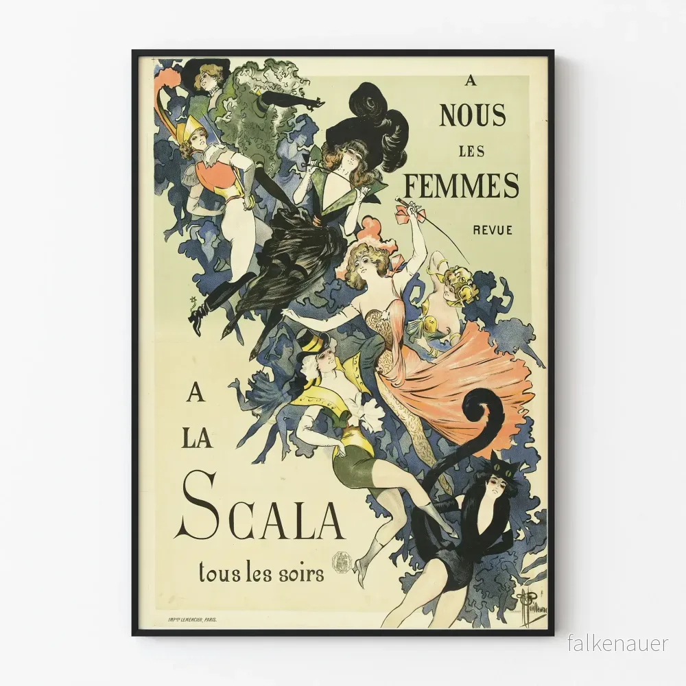 Vintageposter för revue A Nous Les Femmes på La Scala