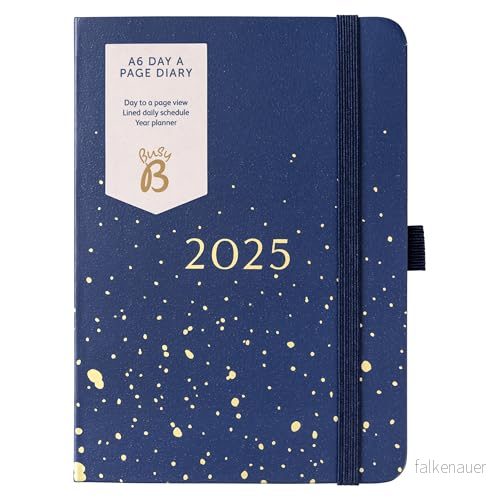 Busy B Day A Page A6 planeringsdagbok 2025 Kompakt dagbok för studenter, lärare och arbete med dag till en sidlayout, linjerat dagligt schema, årsplanerare, anteckningssidor elastiskt 5056316911115