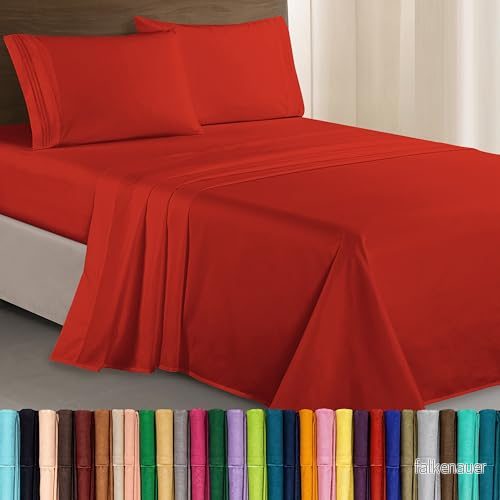 Elegant komfort lyxig 1 500 premium hotellkvalitet mikrofiber tre rader broderat mjukaste 4 delat lakanset, skrynkel och blekningsbeständig, full, rost 755874882732