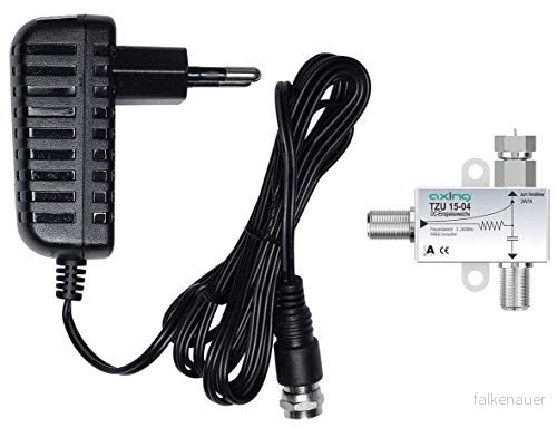 Axing TZU 110 04 DC inmatningsset fjärrmatning 12 V nätdel DVB C SAT 52400 MHz 7611682007527