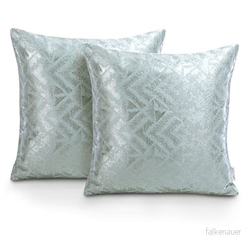 AmeliaHome 2 örngott 45 x cm dekorativa dragkedja geometrisk glamour sammet navia mynta silver 4251838526620