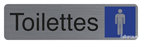 Exacompta Ref 67159E 1 Självhäftande dörrskylt För herrtoalett Tryckt väggskylt alla ytor Borstat aluminiumutseende Mått : 16,5 x 4,4 cm 3130630671596