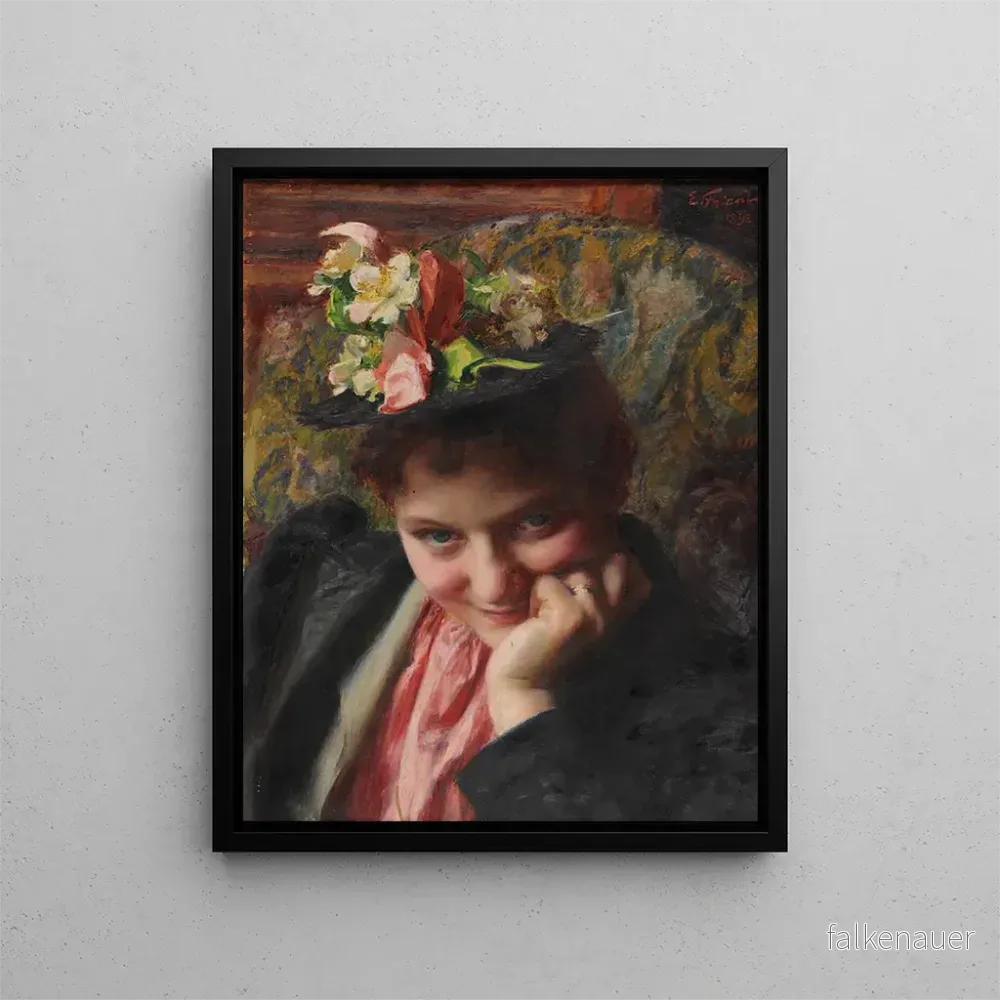 Målning Konsttryck Le chapeau de fleurs – Émile Friant | Konsttryck Målning Konsttryck Le chapeau de fleurs – Émile Friant | Konsttryck