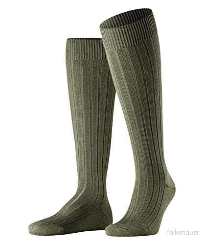 Falke Herr Teppich Im Schuh Långa ventilerande strumpor klimatreglering anti-lukt ull tjock ribbning varma sulor hållbara bollar platt tåsöm 1 par, Grön (ört 7754), 43/44 EU 4004758992033