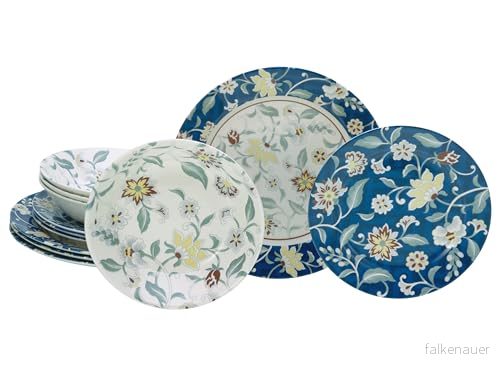 CreaTable, 16268, serie Odessa, 12 delat porslinsset för 4 personer, tallriksset av stengods, diskmaskins och mikrovågsugnssäker, kvalitetsproduktion 4045486162688