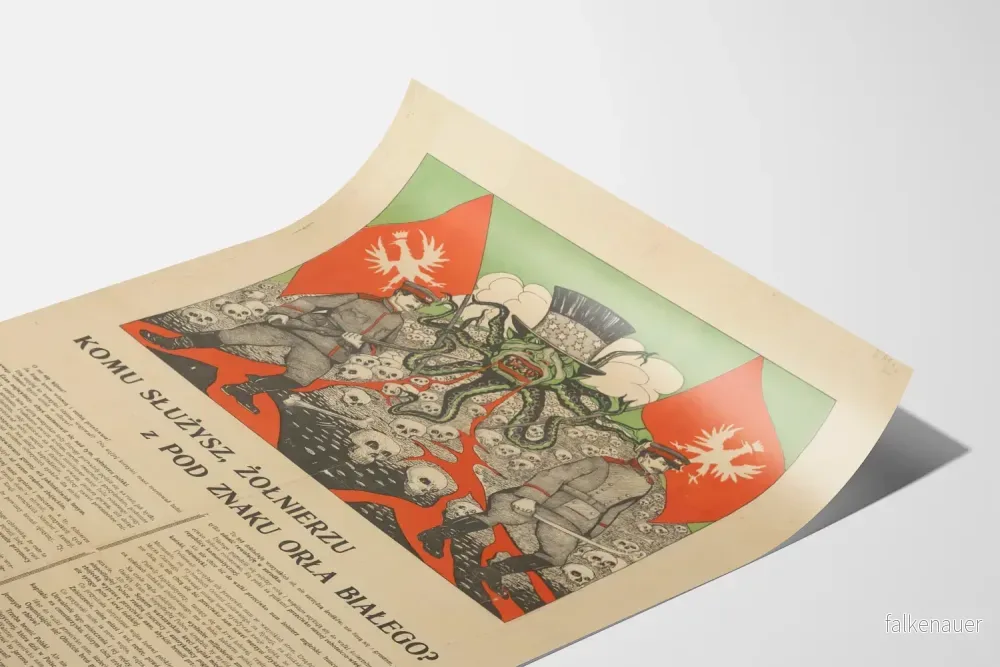 Polsk militär propagandaposter med soldater och tentakelförsedd varelse - Bild 3
