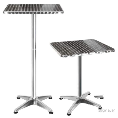 Bakaji fyrkantigt soffbord i aluminium för utomhusbruk 60 x cm med justerbar höjd 70/110 cm, rostfritt stålbricka, bar, bistro, hem, trädgård, restaurang 8050534665727