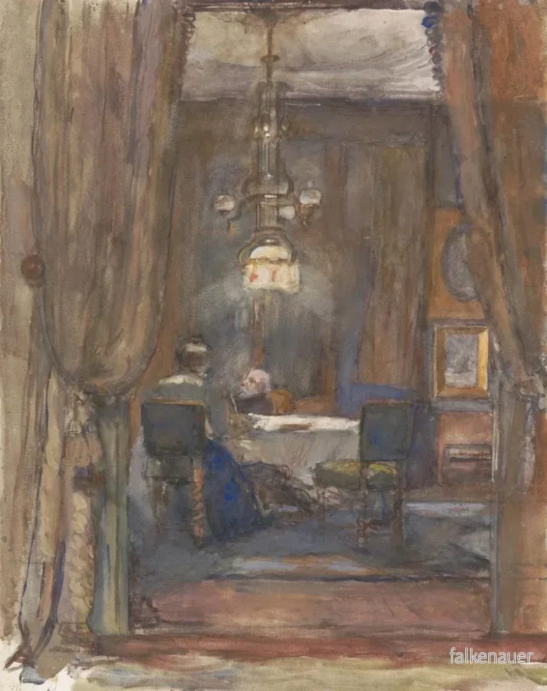 Målning av Le salon de la Riouwstraat à La Haye la nuit - Barbara Elisabeth van Houten | Konsttryck - Bild 2