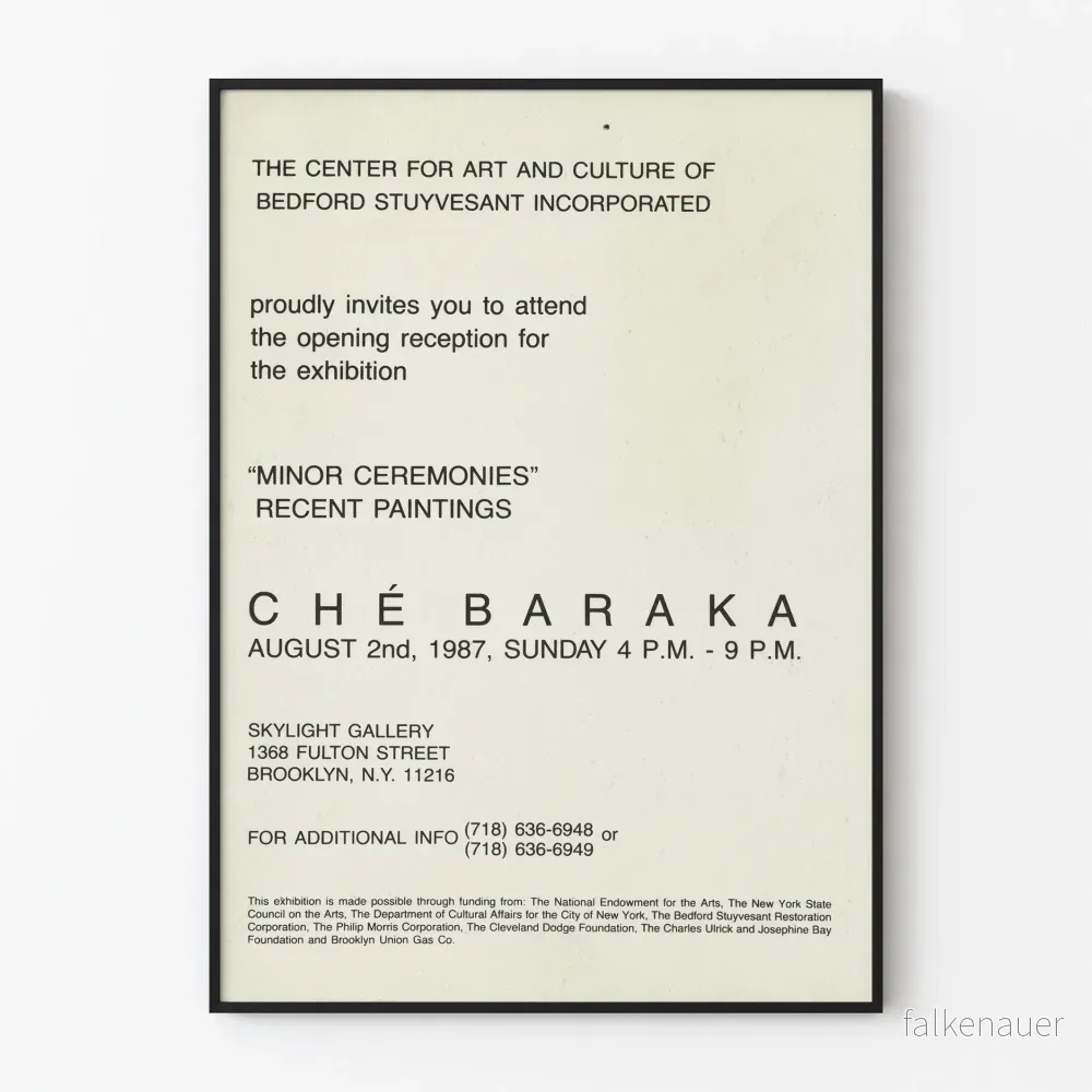 Utställningsposter « Minor Ceremonies » av Ché Baraka