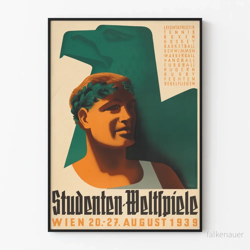 Vintageposter Studenten Weltspiele 1939 – Sportig retro väggdekoration