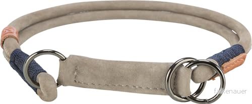 TRIXIE Zug Stopp BE NORDIC läderhundhalsband L XL grå bekvämt hundhalsband för stora och mycket hundar med dragkontroll robust elegant 17150 4047974171509