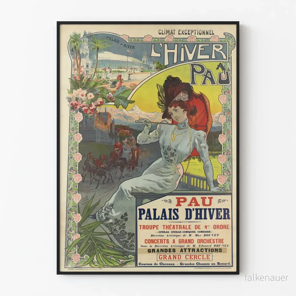 Vintageposter Vinter i Pau - Vinterpalatset och föreställningar