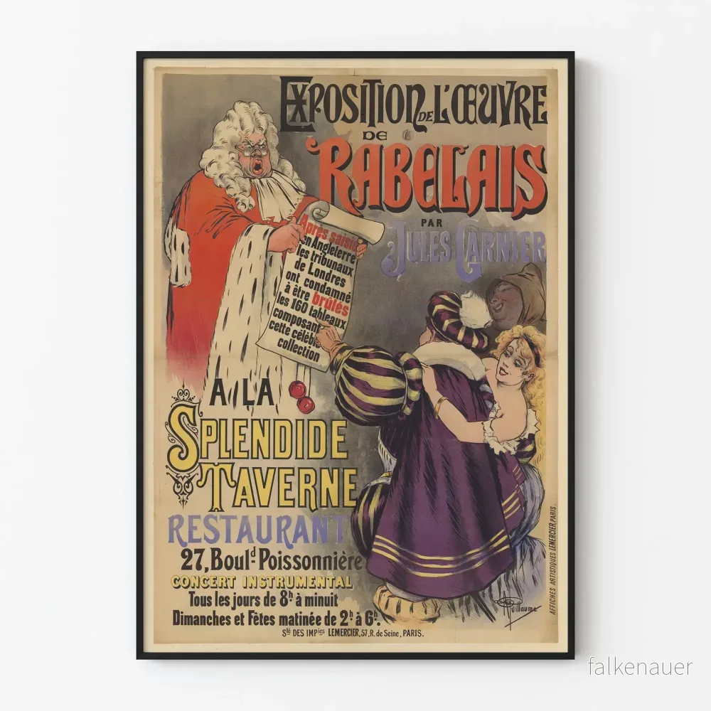 Vintageposter för utställning av Rabelais verk av Jules Garnier