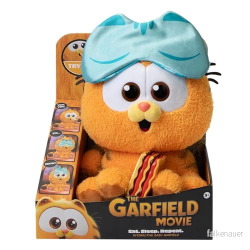 ANIMAGIC Baby Garfield integrerat husdjur för barn från 3 år mjuk Cat Plush ät och sova Sensorisk upplevelse 8720077316140
