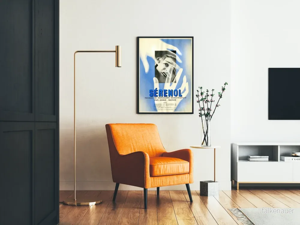 Vintageposter Sérénol – Retro väggdekoration i blått och svart - Bild 2