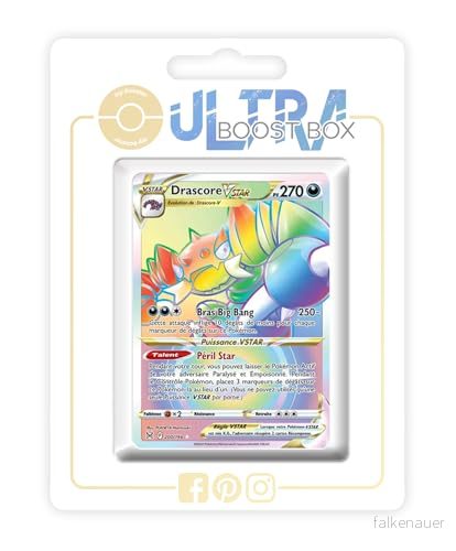 Drascore VSTAR (Drapion VSTAR) 200/196 Shiny Rainbow Ultraboost X Epée et Bouclier 11 Origine Perdue Box med 10 franska Pokémon kort 3701604920516