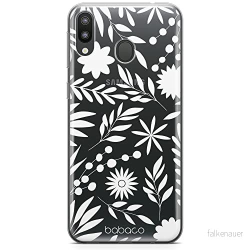 ERT GROUP mobiltelefonfodral för Samsung M20 originalt och officiellt licensierat Babaco mönster Flowers 023 Vit optimalt anpassad till formen på mobiltelefonen, gedeeltelijk transparant 5904805806131