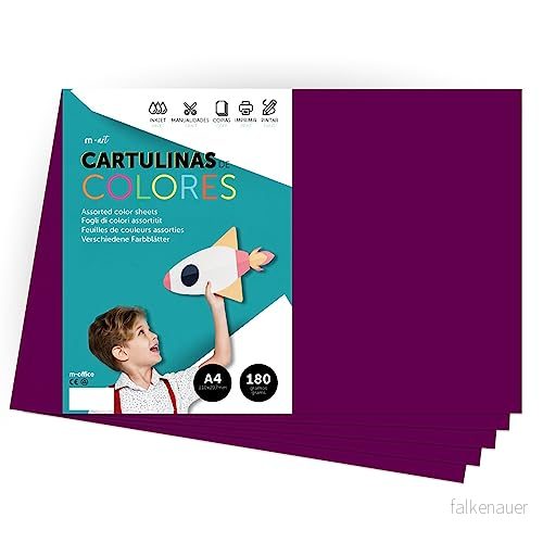 Färgkartong, A4 Intensiva färger, 180gr färgade ark för hantverk, skriva ut dina kreativa dokument och mönster, folios · m office (50 ark, lila) 8447031012404 Färgkartong, A4 Intensiva färger, 180gr färgade ark för hantverk, skriva ut dina kreativa dokument och mönster, folios · m office (50 ark, lila) 8447031012404