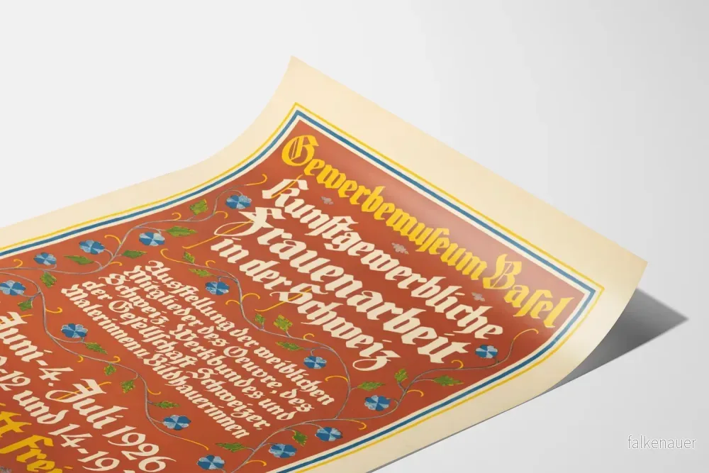 Vintageposter Gewerbemuseum Basel utställning konst kvinnlig schweizisk 1926 - Bild 3