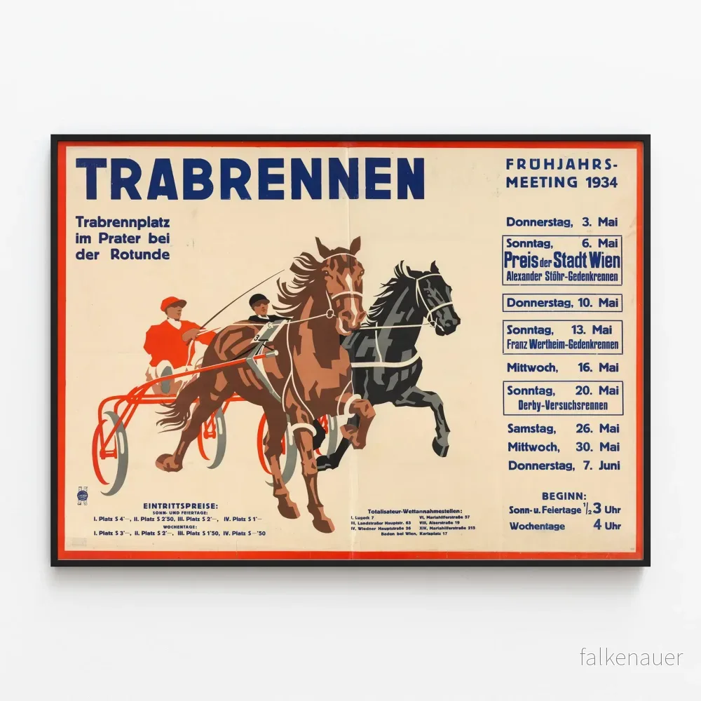 Vintageaffisch för travlopp vid Prater 1934