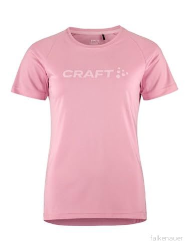 Craft CORE Essence Logo Tee Damsporttröja M vit Activewear för kvinnor av återvunnen polyester böjda sidosömmar snabbtorkande t shirt damer funktionell skjorta 7318574023459