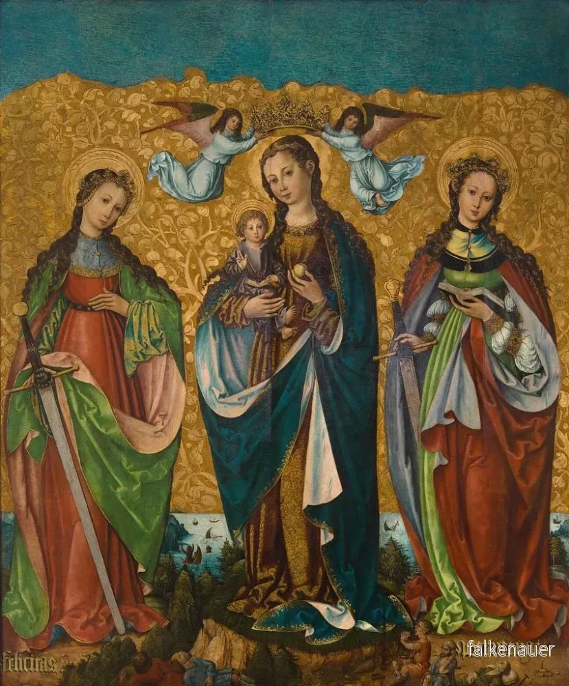 Målning Sacra Conversazione Marie med barnet, Sainte Félicité av Carthage och Sainte Perpétue - Anonym | Konsttryck - Bild 2