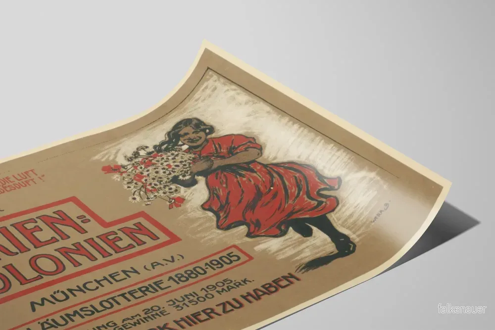 Tysk vintageposter från Verein Für Ferienkolonien – Retro väggdekoration - Bild 2