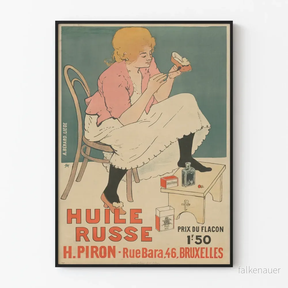 Vintageposter Olje Ryska H. Piron Bryssel Väggdekoration