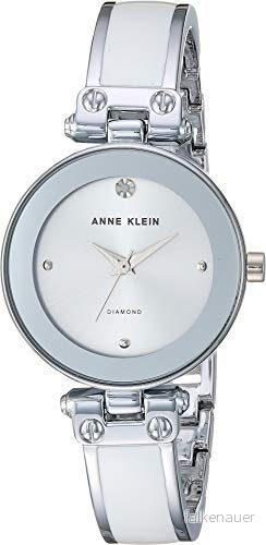 ANNE KLEIN armbandsur för kvinnor med urtavla i äkta diamant, Vit/silver 86702636655
