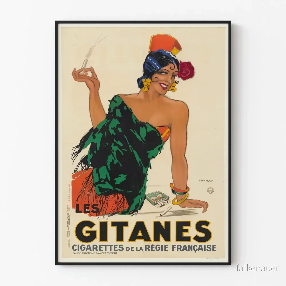 Vintageposter för Les Gitanes Cigarettes från Régie Française