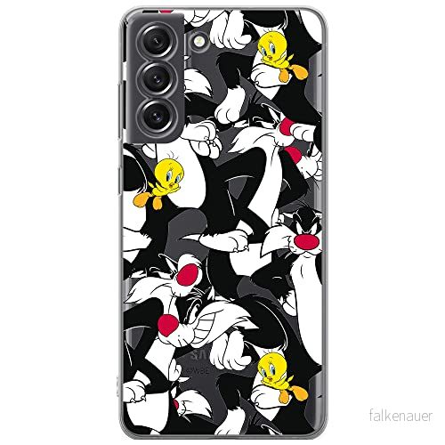 ERT GROUP mobiltelefonfodral för Samsung S21 FE originalt och officiellt licensierat Looney Tunes mönster Sylvester & Tweety 004 anpassad till formen på mobiltelefonen, gedeeltelijk transparant 5903932980882