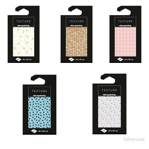 Decopatch (Clairefontaines fritidsintervall TD784AMZC 1 uppsättning med 5 fickor texturerat papper 40 x 60 cm perfekt för att anpassa dina dagliga föremål 3609510907402