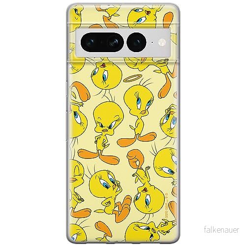 ERT GROUP mobiltelefonfodral för Google PIXEL 7 PRO originalt och officiellt licensierat Looney Tunes mönster Tweety 010 optimalt anpassad till formen på mobiltelefonen, fodral tillverkad av TPU plast 5905795175580