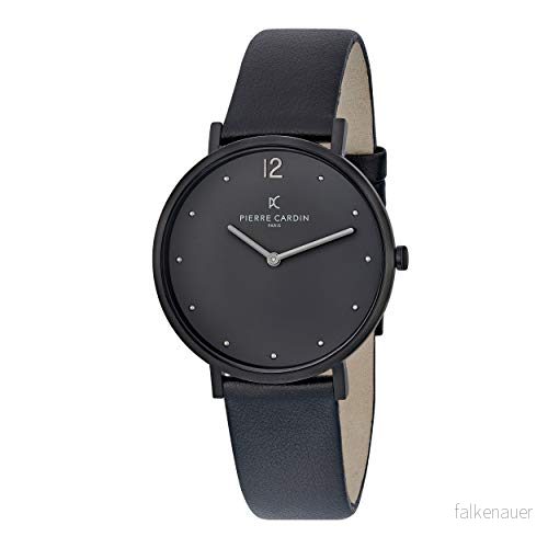 Pierre Cardin Kvinnors analog kvartsklocka Belleville enkelhet, Svart, rem 7630040975230