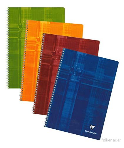 Clairefontaine 81444C förpackning med 10 häftklamrar spiralbindning, DIN A4, 50 ark, rutig, 90 g, blandade färger, 1 pack 3663619053217