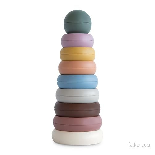 Mushie Stapelleksak Ringtorn Stapelringar Torn för Barn Lämplig ålder: +6 månader Inlärningsleksak förskolan Fri från BPA/PVC/Ftalater Tillverkad i Danmark (Rustic) 810052461960