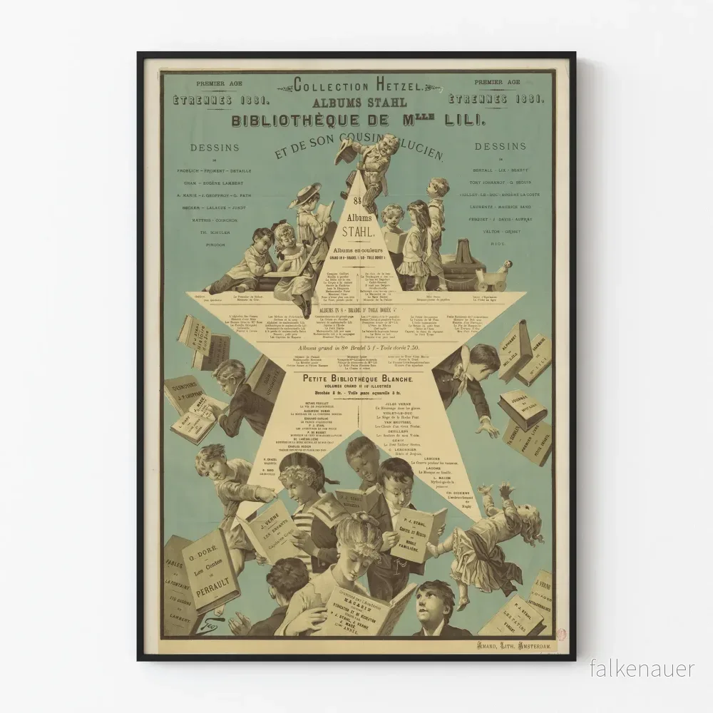 Vintageposter Samling Hetzel Albums Stahl – Barnväggdekoration