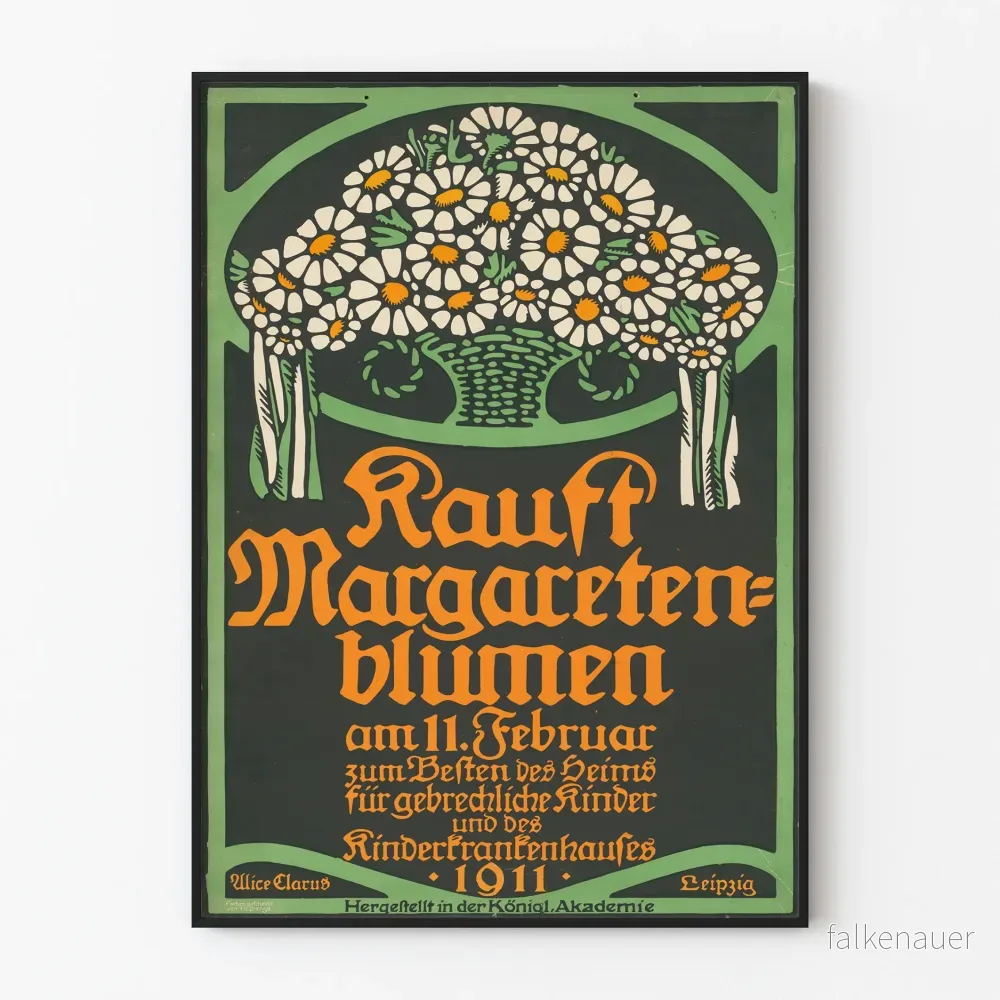 Vintageposter med Margueriter för sjuka barn - Originell väggdekoration