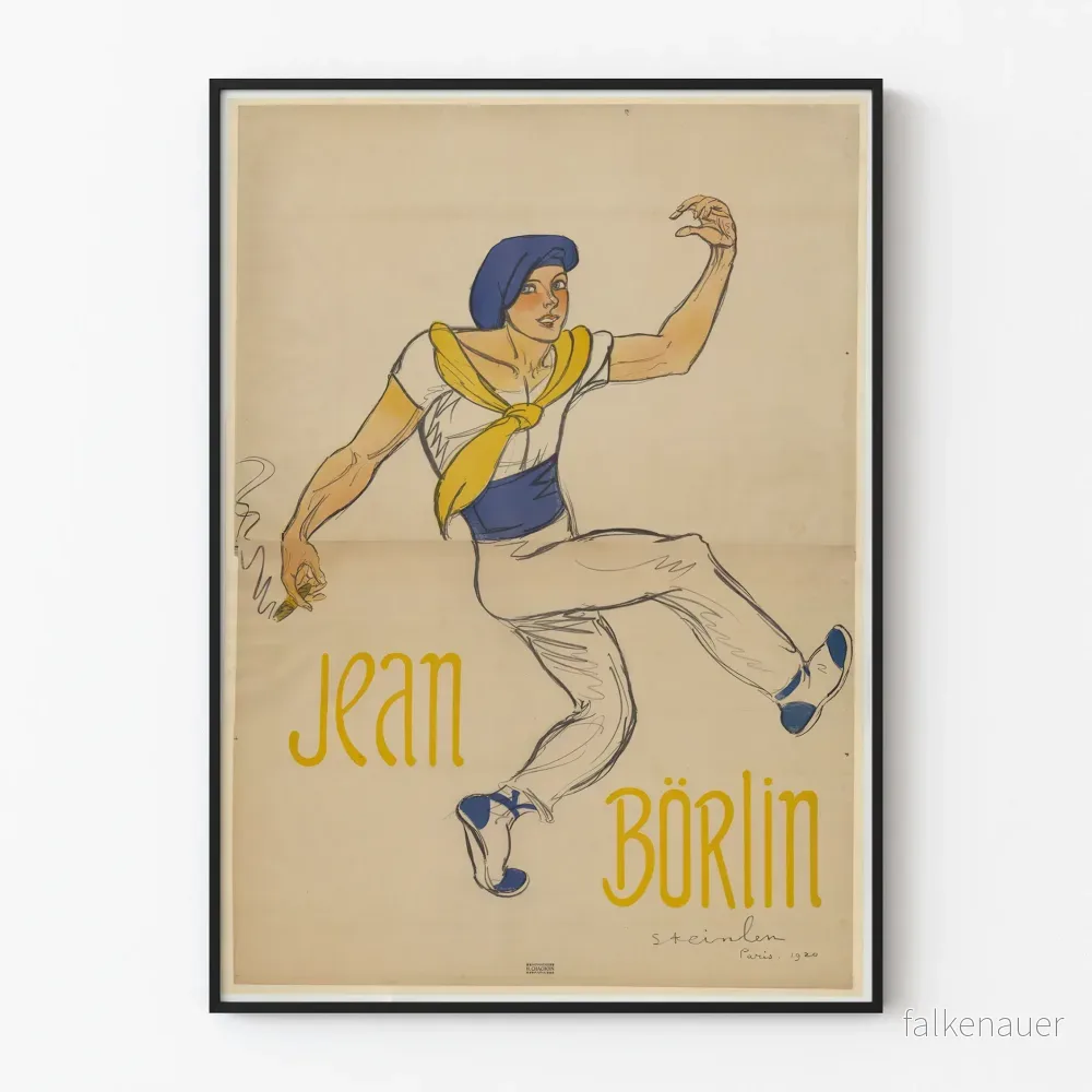 Vintageaffisch med Jean Börlin, dansare i sjömanskostym
