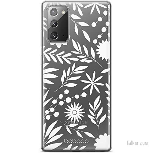 ERT GROUP mobiltelefonfodral för Samsung GALAXY NOTE 20 originalt och officiellt licensierat Babaco mönster Flowers 023 Vit optimalt anpassad till formen på mobiltelefonen, gedeeltelijk transparant 5904805806155