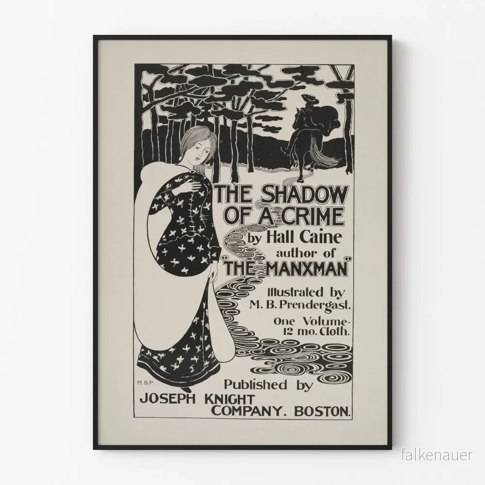 Vintageposter The Shadow of a Crime – Svartvit illustration Vintageposter The Shadow of a Crime – Svartvit illustration